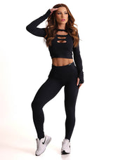 Legging Cós Médio Superhot Blackout Preto CAL5578 UV50+